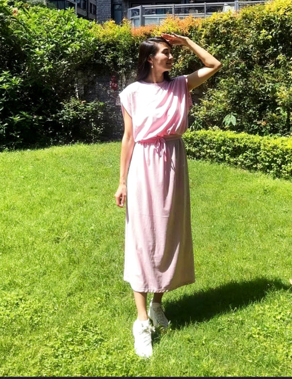 「柔光晨露」綁帶長洋裝